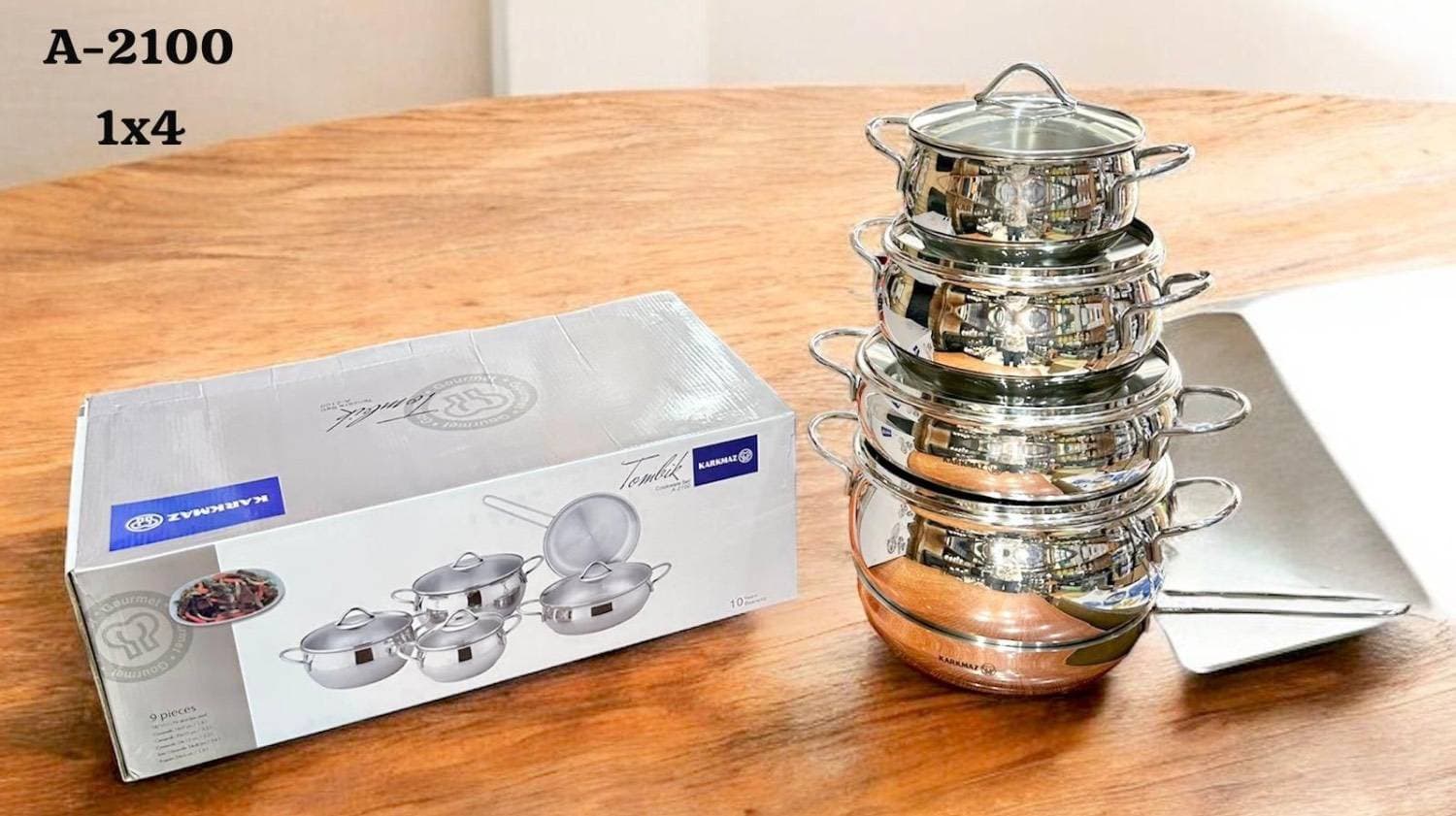 سرویس قابلمه استیل 9 پارچ کرکماز ترکیه مدل A-2100