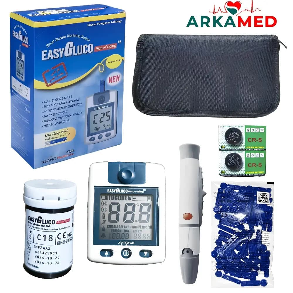 دستگاه تست قند خون ایزی گلوکو EASY GLUCO با ۵۰ نوار تست — تصویر ۵