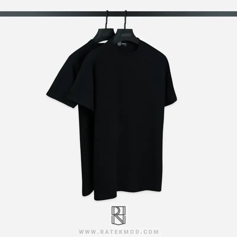 تیشرت مشکی مردانه پارچه کبریتی سایز بزرگ و معمولی — تصویر ۲