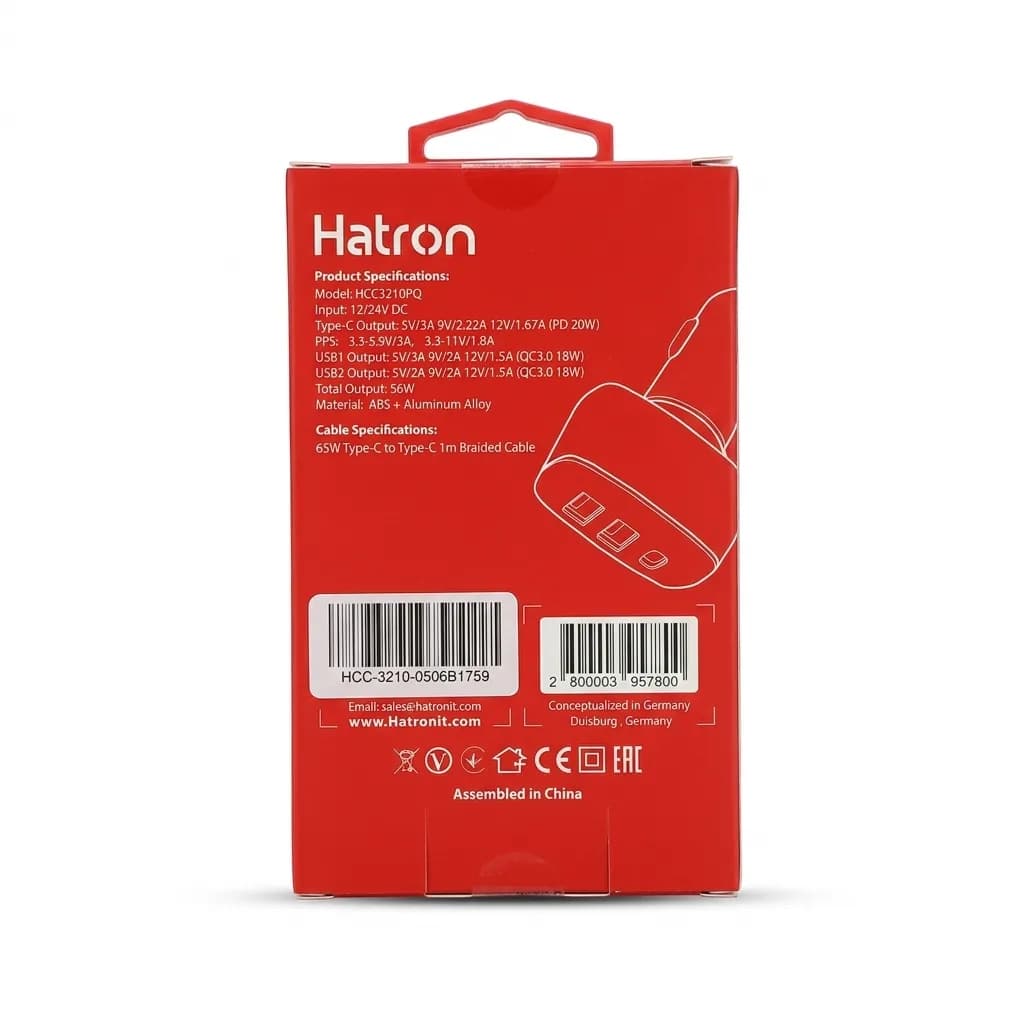 شارژر فندکی 56 وات هترون مدل HCC3210PQ به همراه کابل — تصویر ۳