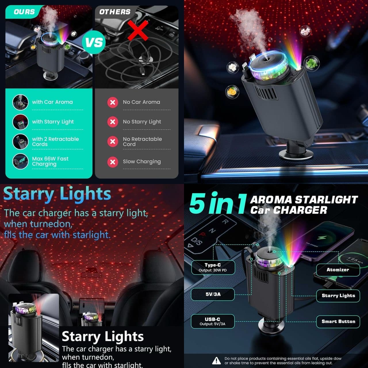 شارژر پنج کاره فندکی و خوشبوکننده خودرو مدل Starlight — تصویر ۱۰