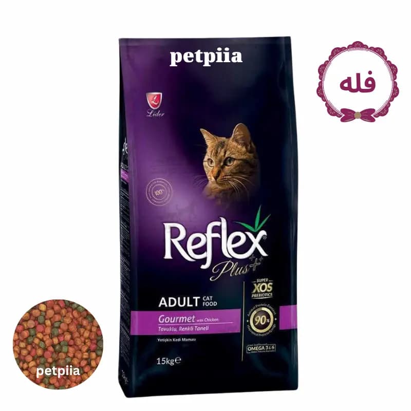 غذای خشک گربه بالغ رفلکس پلاس مدل گورمت با طعم مرغ – بسته‌بندی فله‌ای — تصویر ۲