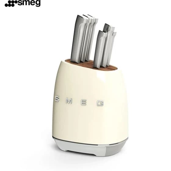 سرویس چاقو 7 پارچه اسمگ اورجینال رنگ کرم SMEG KBSF01CR