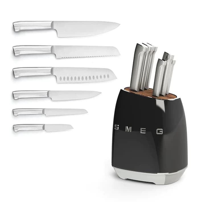 سرویس چاقو 7 پارچه اسمگ رنگ مشکی SMEG KBSF01BL