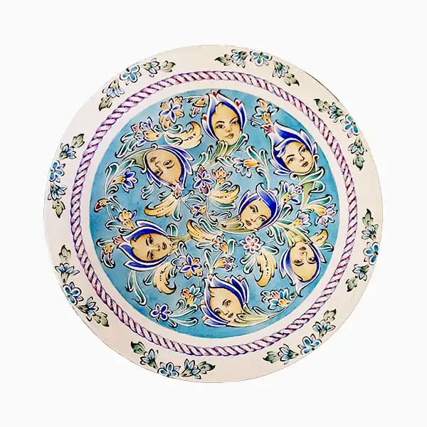بشقاب میناکاری طرح رخسار فیروزه ای — تصویر ۳