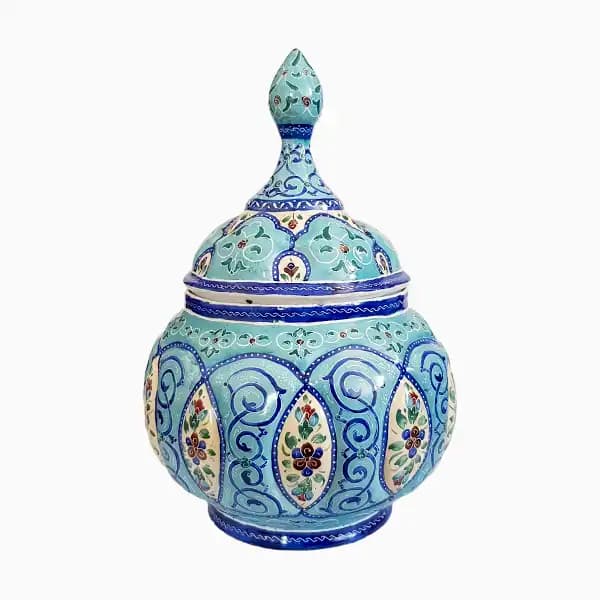 قندان میناکاری فیروزه ای اصفهان — تصویر ۵