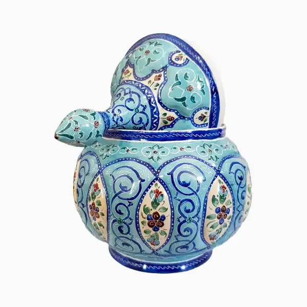 قندان میناکاری فیروزه ای اصفهان — تصویر ۷