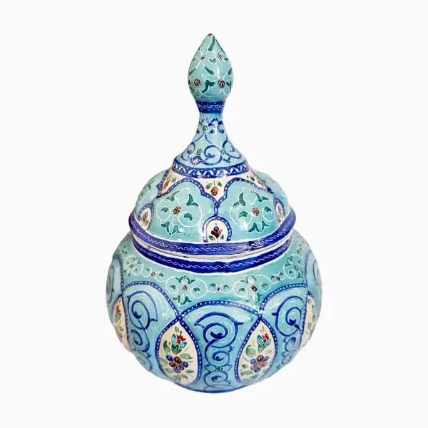 قندان میناکاری فیروزه ای اصفهان — تصویر ۶