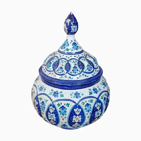 قندان میناکاری طرح شکوفه آبی — تصویر ۶