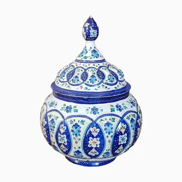 قندان میناکاری طرح شکوفه آبی — تصویر ۵