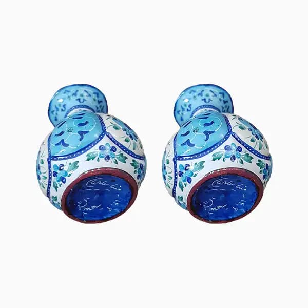 گلدان میناکاری فیروزه ای اصفهان جفتی — تصویر ۶
