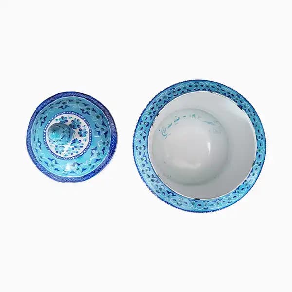 قندان میناکاری طرح اسلیمی فیروزه ای — تصویر ۸