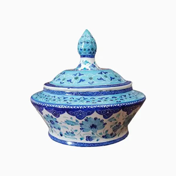 قندان میناکاری طرح اسلیمی فیروزه ای — تصویر ۵