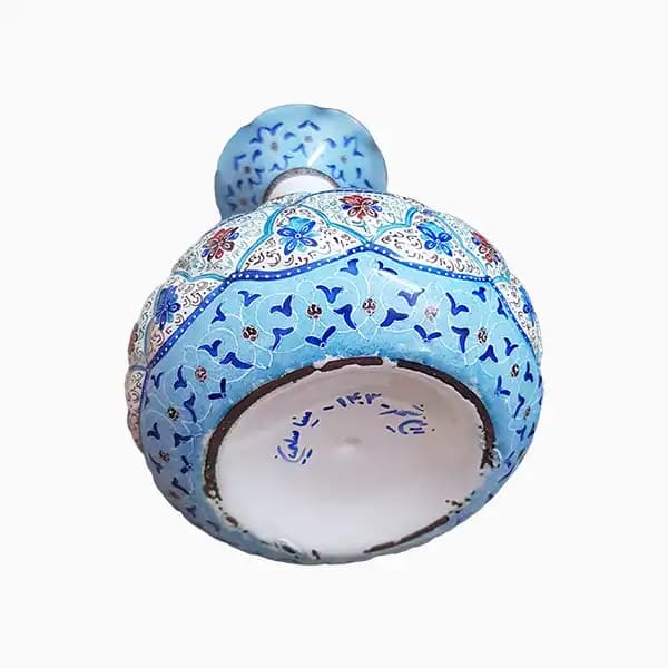 گلدان میناکاری اصفهان جفتی مسی — تصویر ۱۲