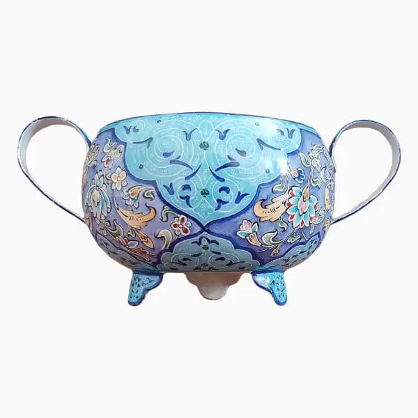 قندان میناکاری دسته دار قدیمی — تصویر ۵
