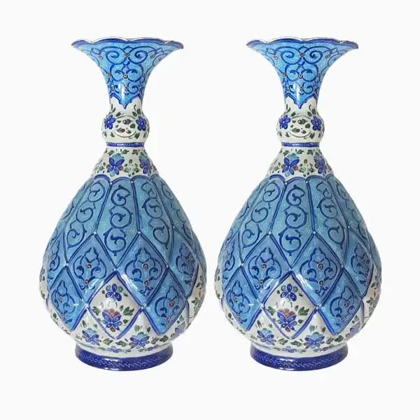 گلدان میناکاری مسی جفتی — تصویر ۹