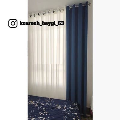 پرده پذیرایی ست کامل پنجره 2 متری مخمل کالیفرنیا و حریر ساده — تصویر ۴