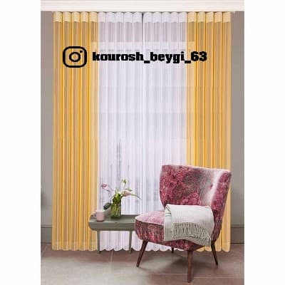 پرده ورتیکال ساده زرد و سفید — تصویر ۲