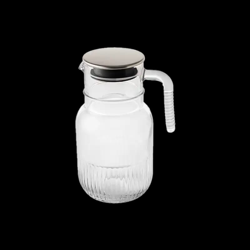 پارچ شیشه ای شیاردار 1.5 لیتر درب استیل لیمون 2375