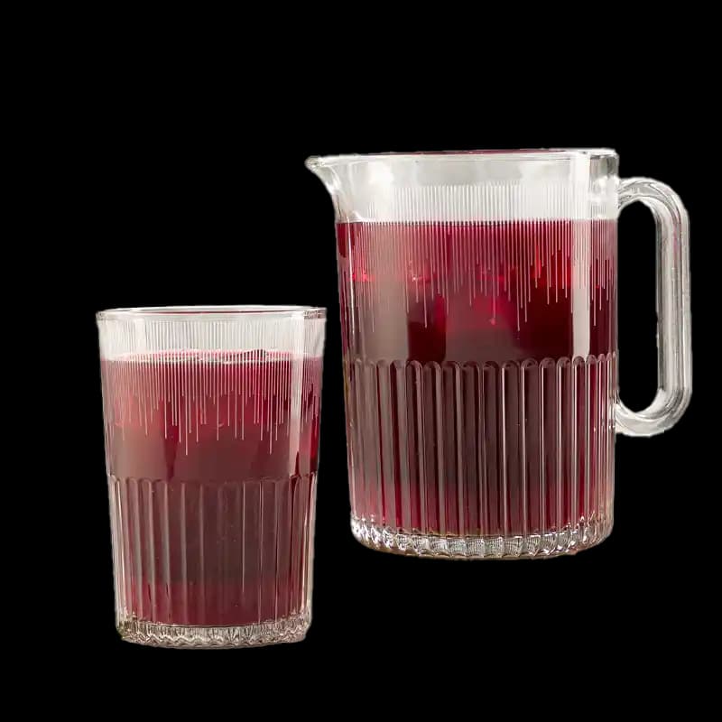 ست پارچ و لیوان شیشه ای شیاردار چاپدار لیمون 2318 — تصویر ۸