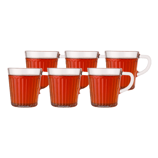 لیوان شیشه اي دسته دار شیاردار شش عددی لیمون 2281 — تصویر ۴