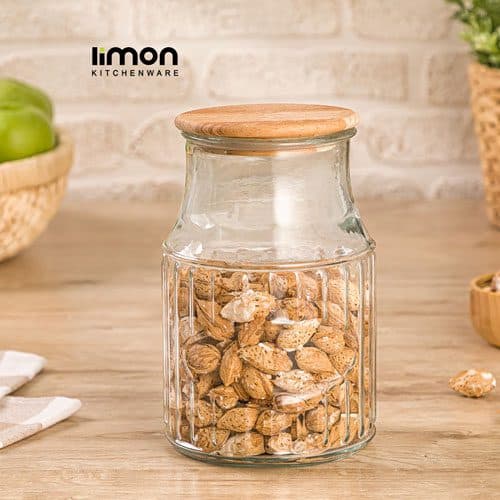بانکه شیشه اي 1/2 لیتر درب چوبي لیمون 2261 — تصویر ۶