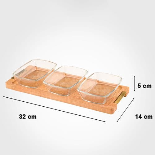 اردو خوری مستطیل پایه چوبی 3 عددی بزرگ لیمون 2252 — تصویر ۵
