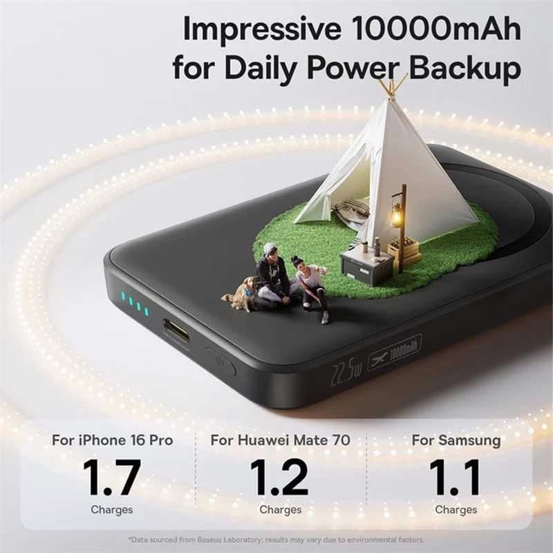 پاوربانک بی سیم 22.5W BASEUS مدل ENERFILL FM11 ظرفیت 10000 میلی آمپر ساعت — تصویر ۹
