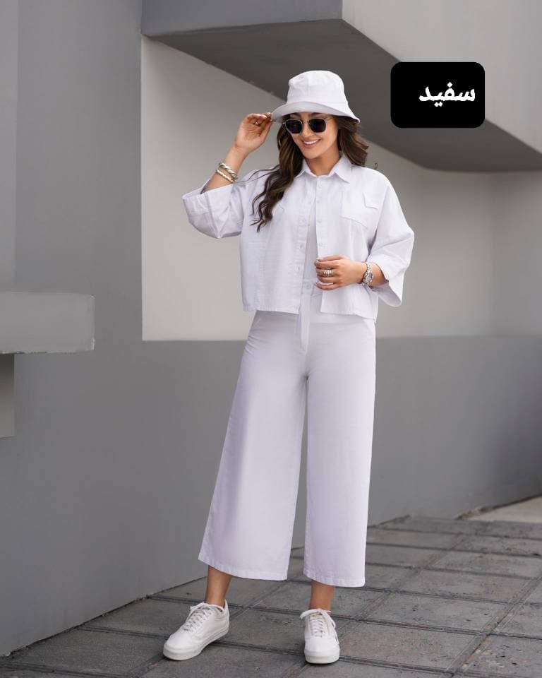 شلوار واید لگ زنانه لینن وارداتی پشت کمر کش — تصویر ۹