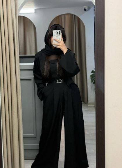 اورال و کت مجلسی زنانه مشکی؛ شیک و بادوام با جنس مازراتی — تصویر ۲