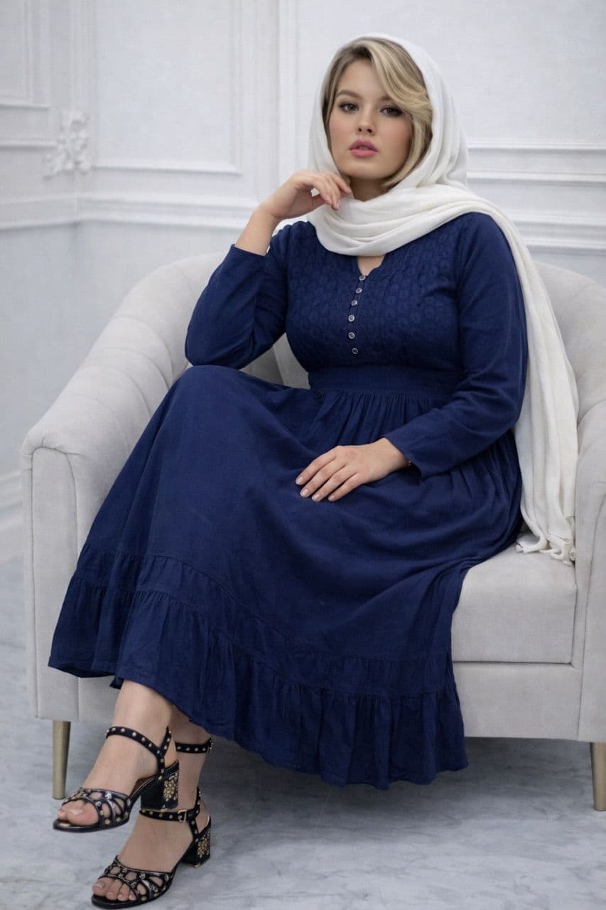 پیراهن ساحلی نخ وارداتی خامه‌دوزی؛ خنک و سبک، فری‌سایز ۳۸ تا ۴۸ — تصویر ۸