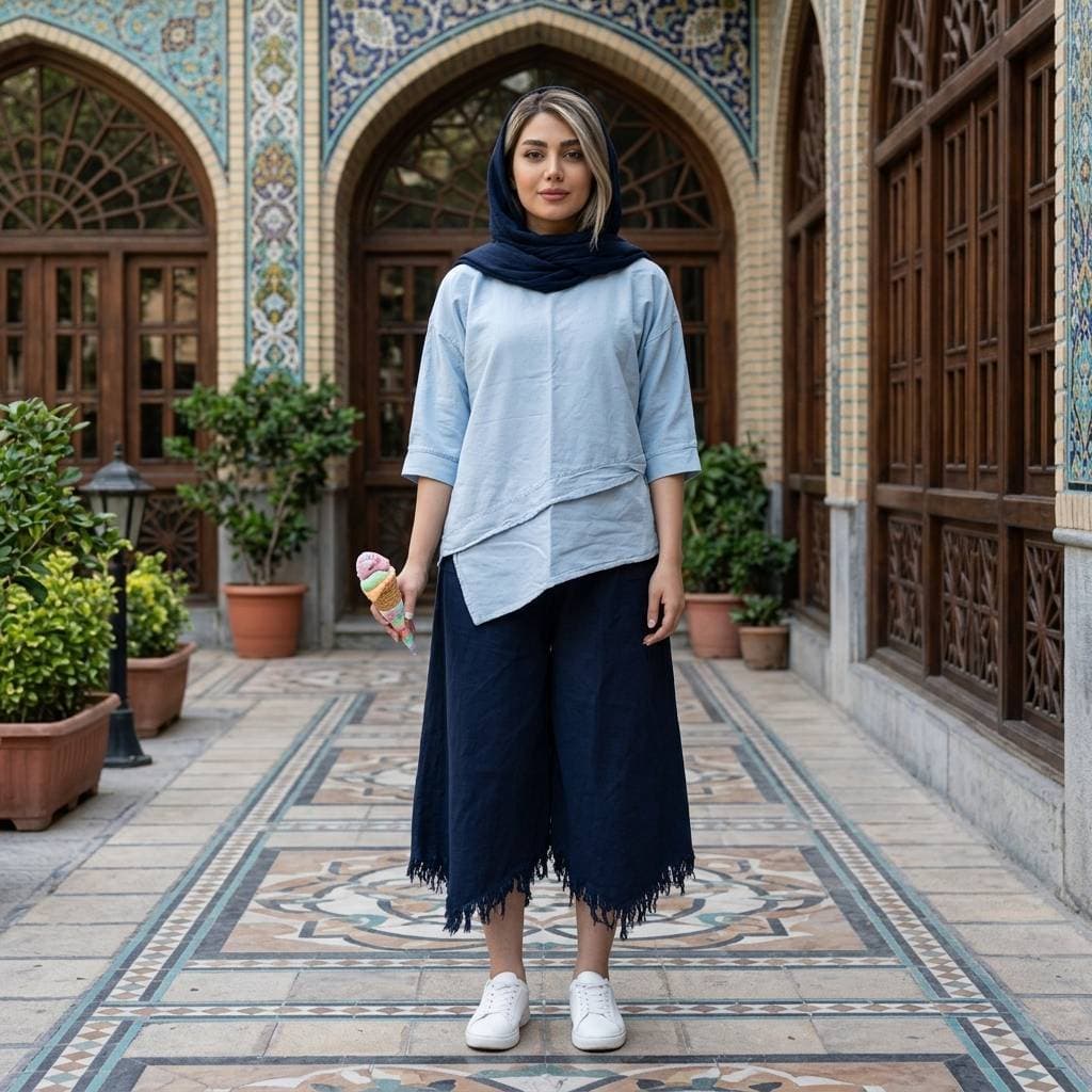 ست کراپ و شلوار الیاف پنبه‌ای زنانه؛ خنک و سبک — تصویر ۸