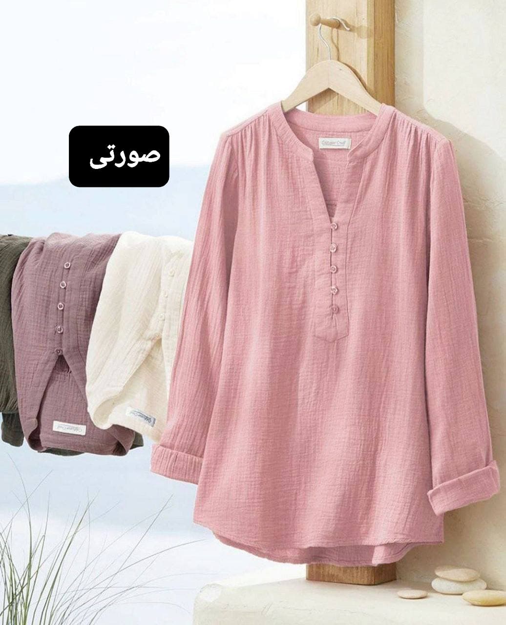 شومیز مانتویی ابروبادی جلو دکمه ای خنک و سبک — تصویر ۲