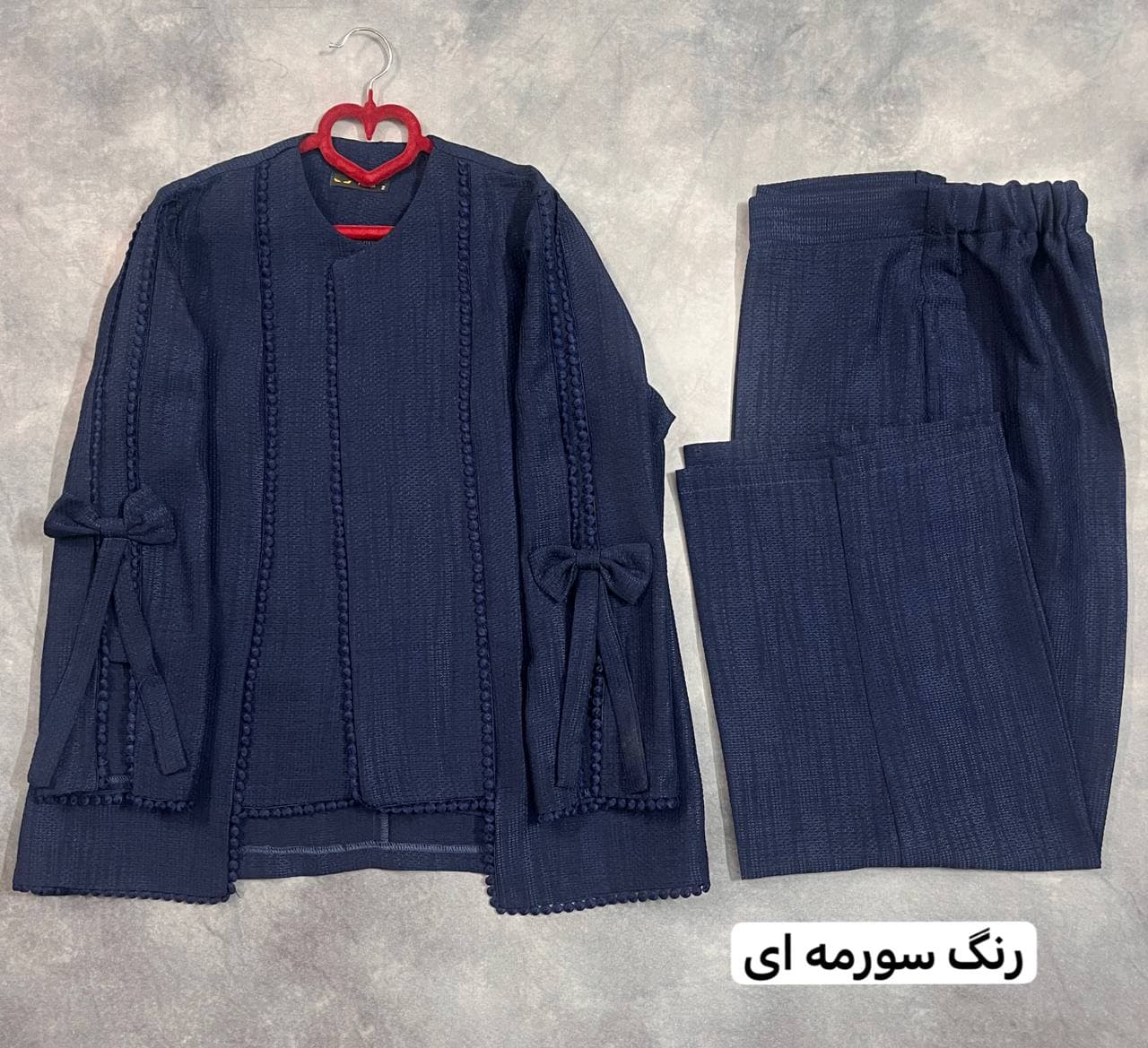 مانتو کتی و شلوار زنانه پارچه پرستیژ مدل جلوباز با شلوار نیم بگ — تصویر ۳