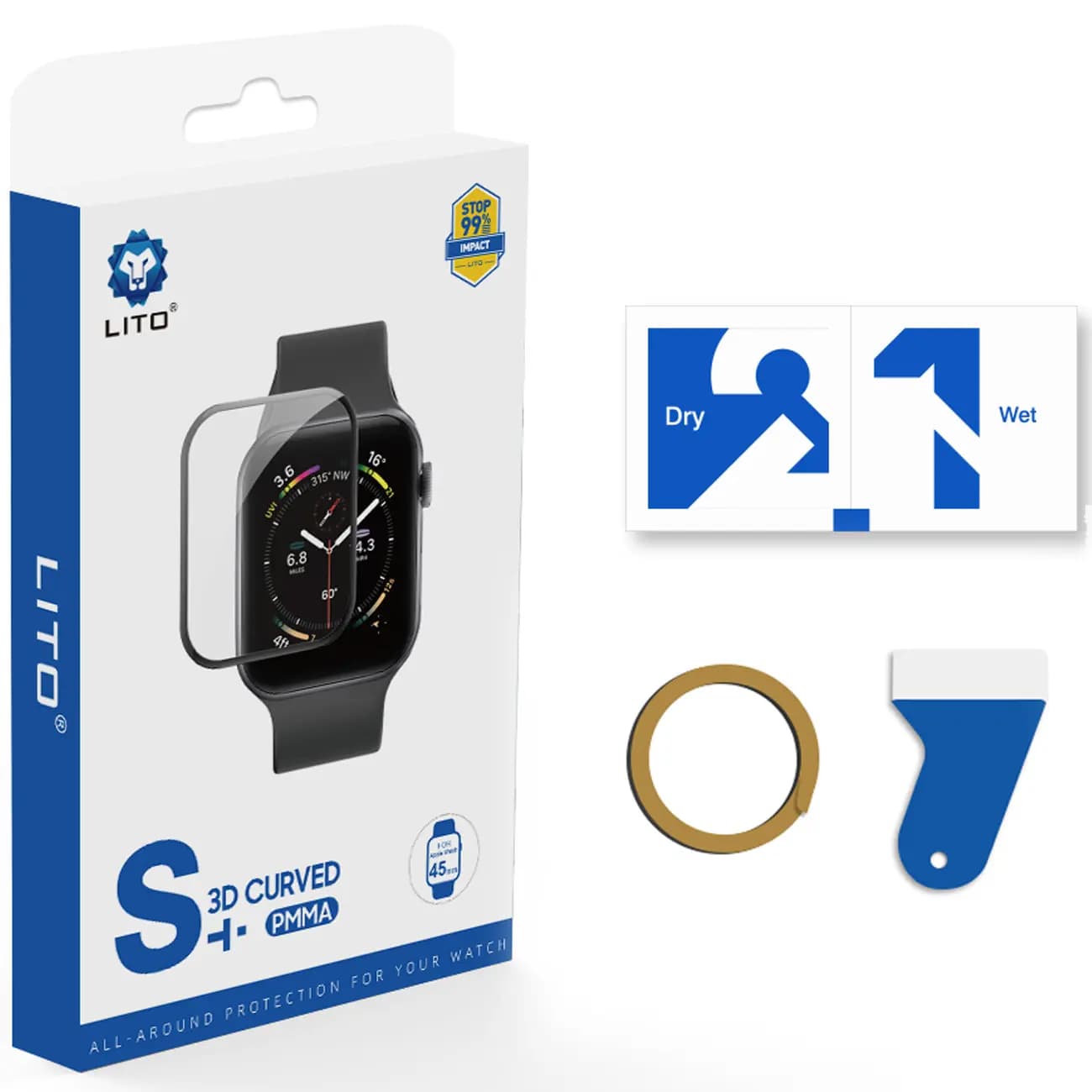 محافظ صفحه نمایش اپل واچ LITO 3D Curved PMMA (سایز 45 میلی‌متری)
