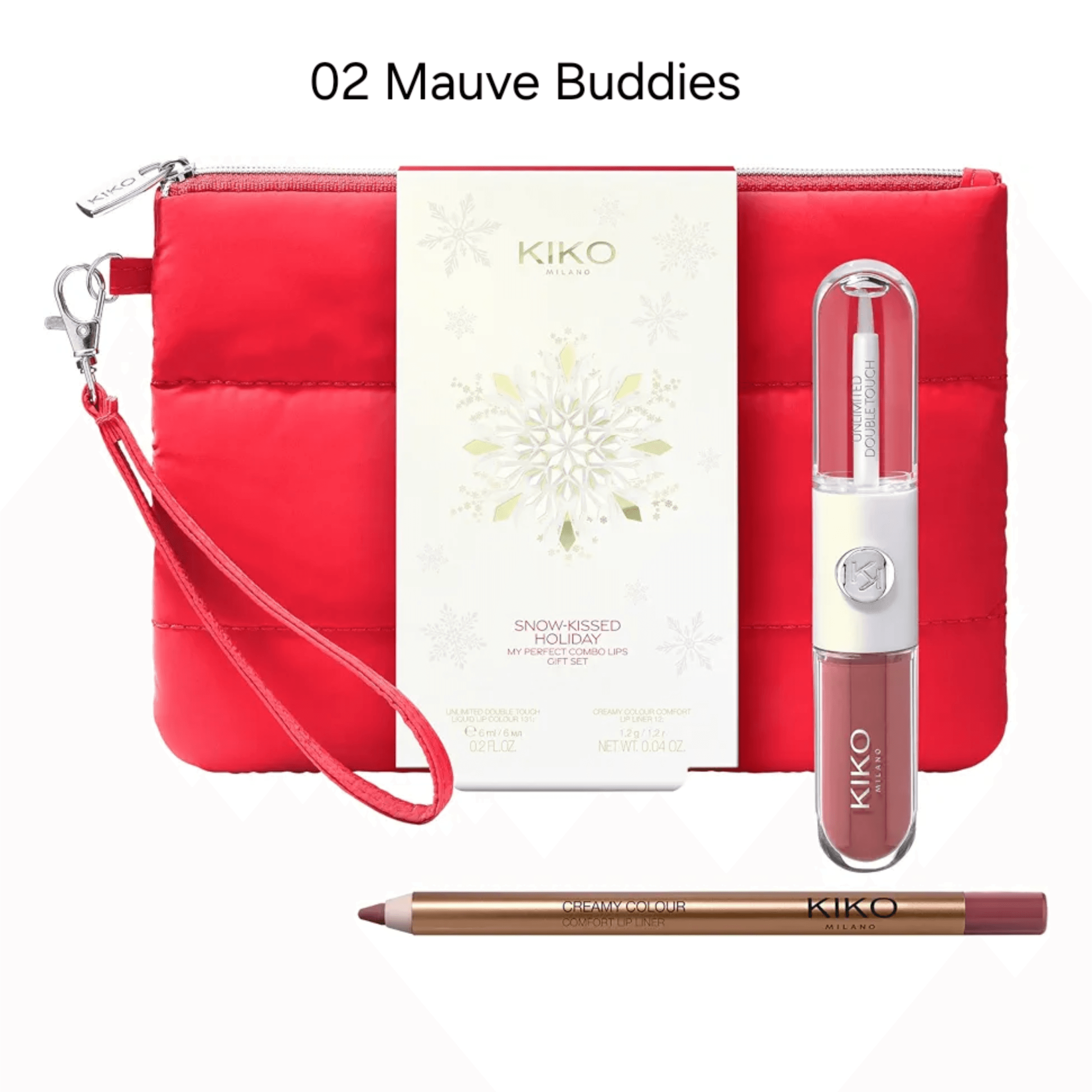 ست رژ دو مرحله ای و مداد لب کیکو میلانو KIKO Milano Snow-Kissed Holiday My Perfect Combo Lips Gift Set-02