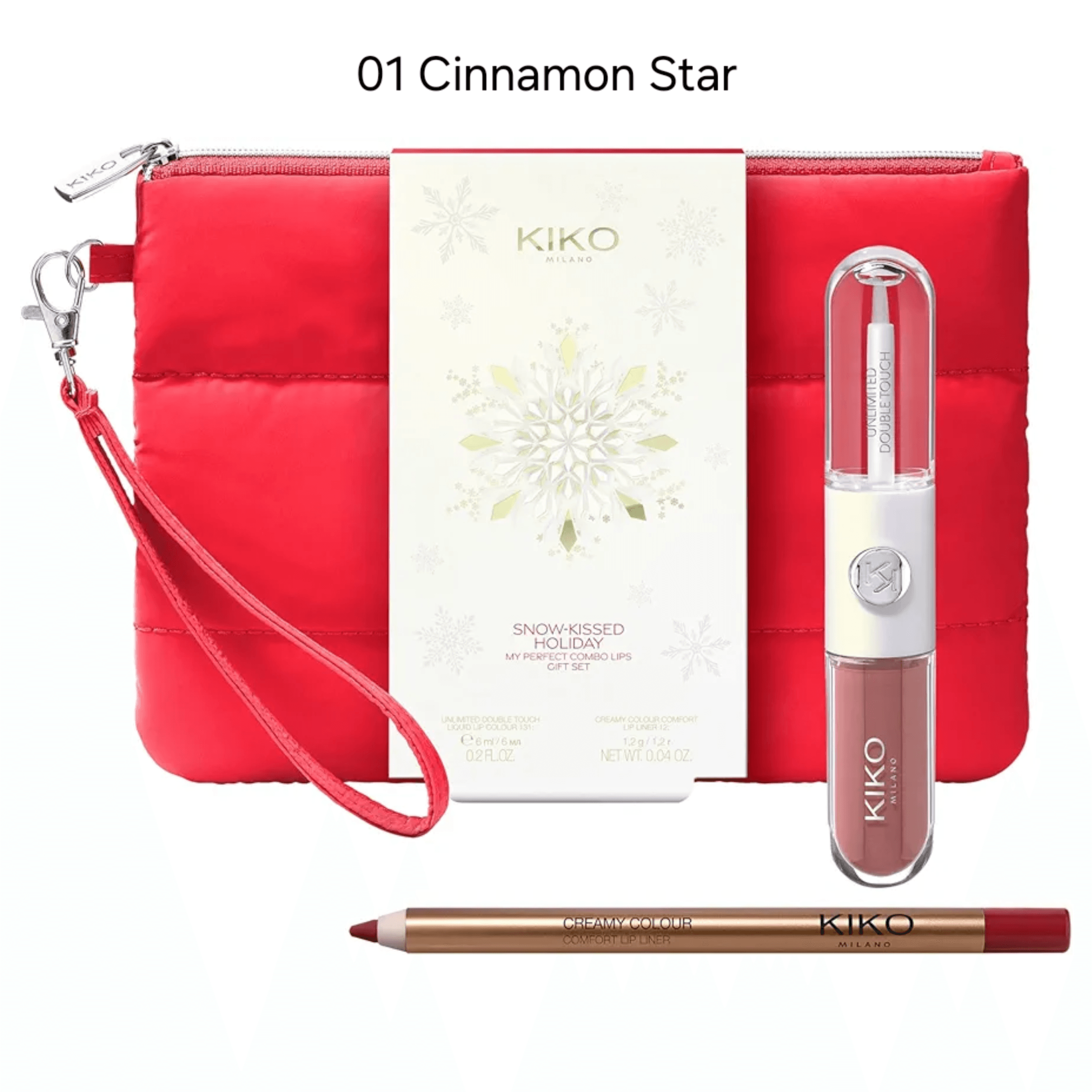 ست رژ دو مرحله ای و مداد لب کیکو میلانو KIKO Milano Snow-Kissed Holiday My Perfect Combo Lips Gift Set – 01 Cinnamon Star