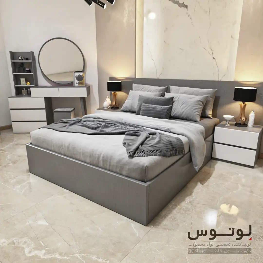 سرویس خواب دو نفره مدرن (مدل دلسا – SB2054) — تصویر ۲