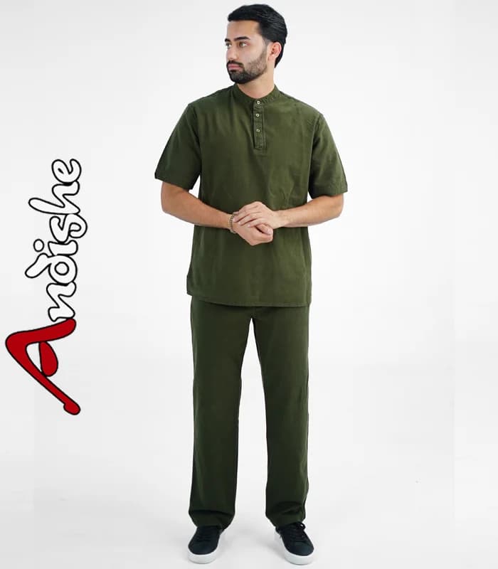 پیراهن شلوار کتان مردانه مدل آوین — تصویر ۱۱