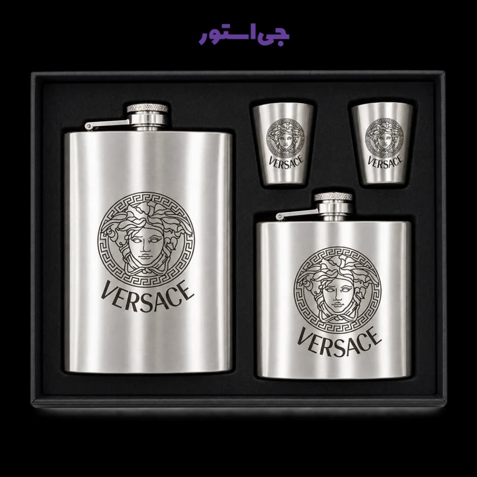 ست قمقمه و شات استیل طرح ورساچ