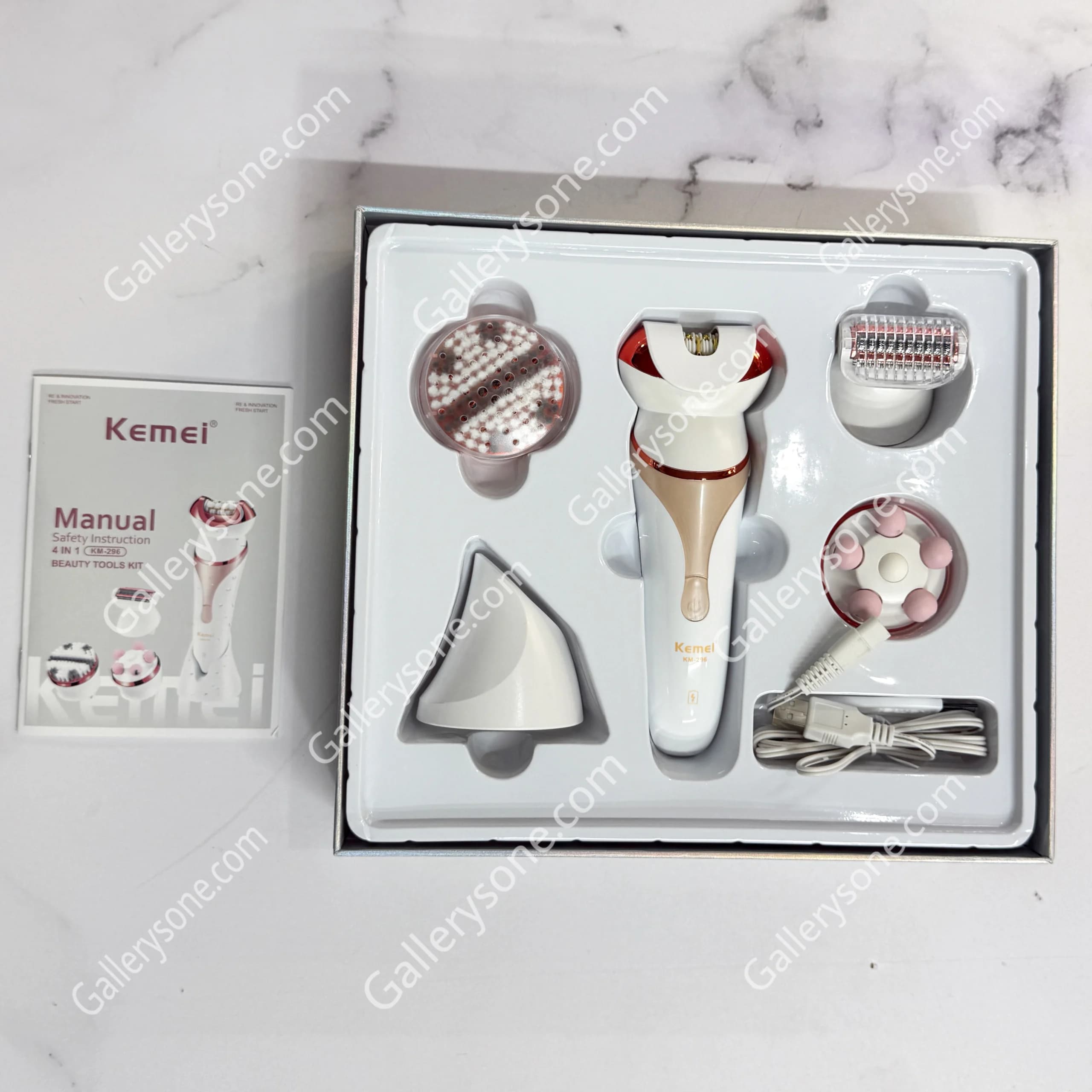 ست اصلاح اپیلاتور کیمی KM-296 | ۴ کاره و ضد آب — تصویر ۶