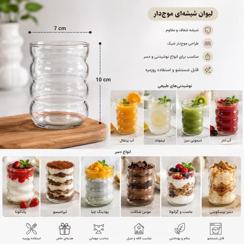 لیوان کارین مدل موج دار بسته 3 عددی — تصویر ۹