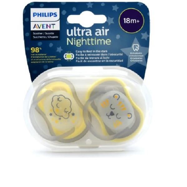 پستانک ارتودنسی مدل الترا ایر 18+ ماه اونت شب تاب philips avent scf376/01