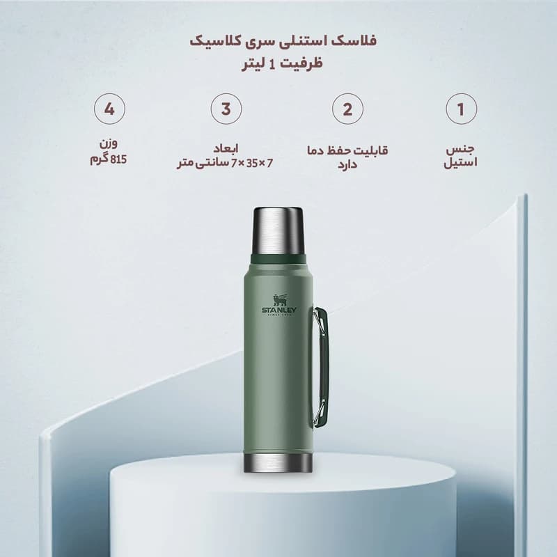 فلاسک استنلی ساخت چین مدل کلاسیک گنجایش 1 لیتر — تصویر ۲