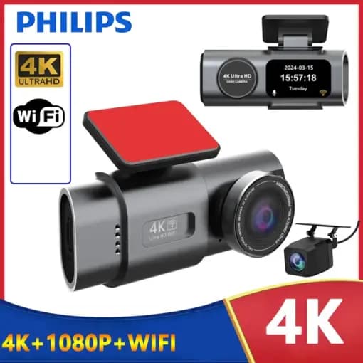 دوربین خودرو دو دوربین 4K وای فای دار فیلیپس — تصویر ۲
