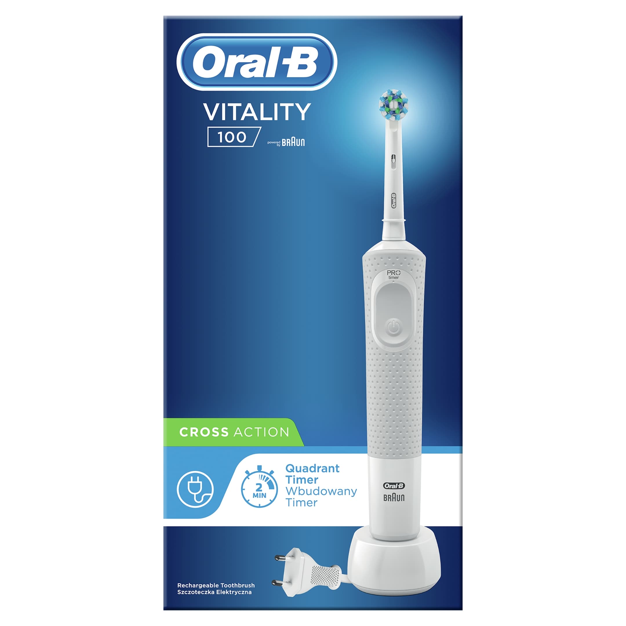 مسواک برقی اورال بی مدل Vitality Precision Clean D100 سفید — تصویر ۷