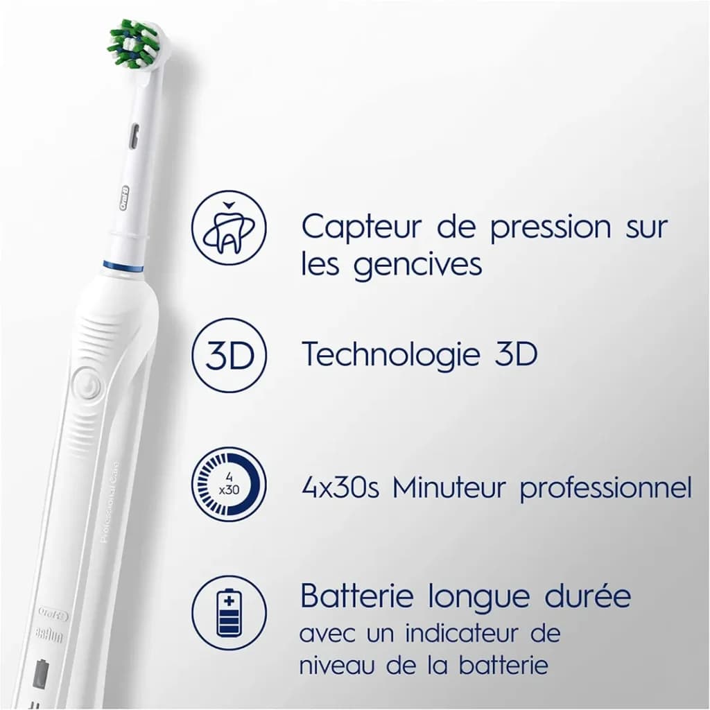 مسواک برقی اورال بی مدل PRO1 700 سفید — تصویر ۲