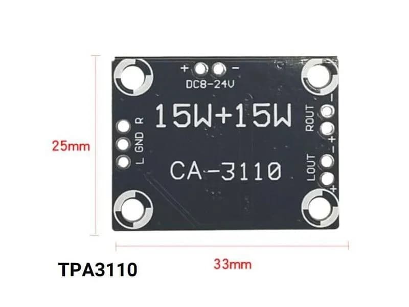 ماژول آمپلی فایر استریو کلاس D مدل CA3110 2*15W — تصویر ۳