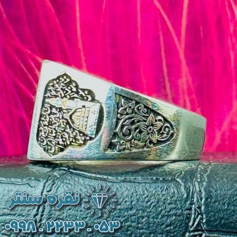 انگشتر نقره دست ساز مردانه لوکس خطی — تصویر ۲