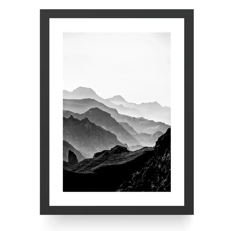 تابلو منظره و طبیعت طرح کوه های سیاه و سفید — تصویر ۲